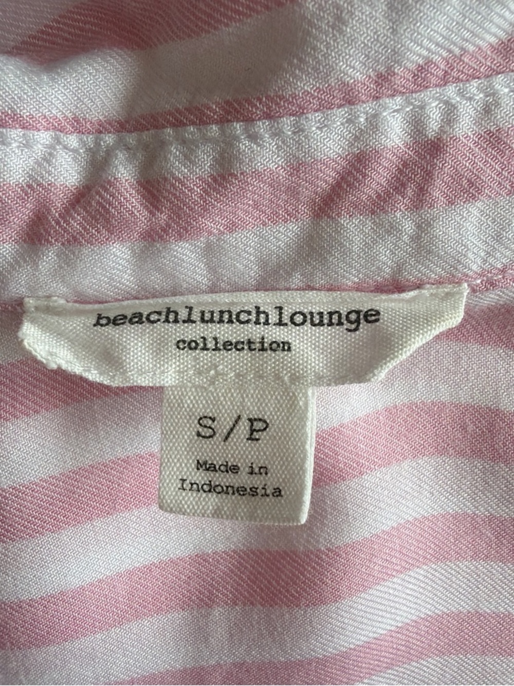beachlunchlounge Pink and White Striped Shirt Label Detail - Picture 3 of 3